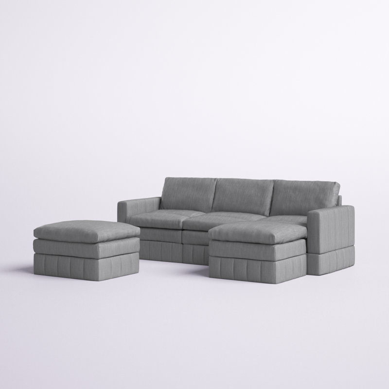 Andzelika Upholstered L-Shaped Sectional Reversible, Gray Polyester Blend