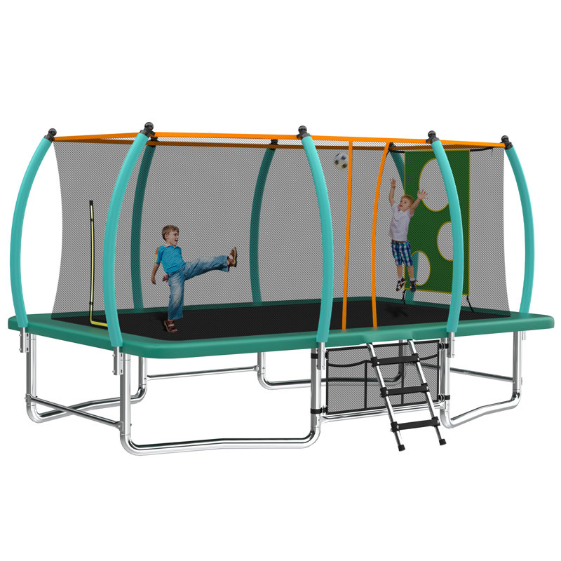 Trampoline carré 8X14FT pour enfants et adultes, Vert