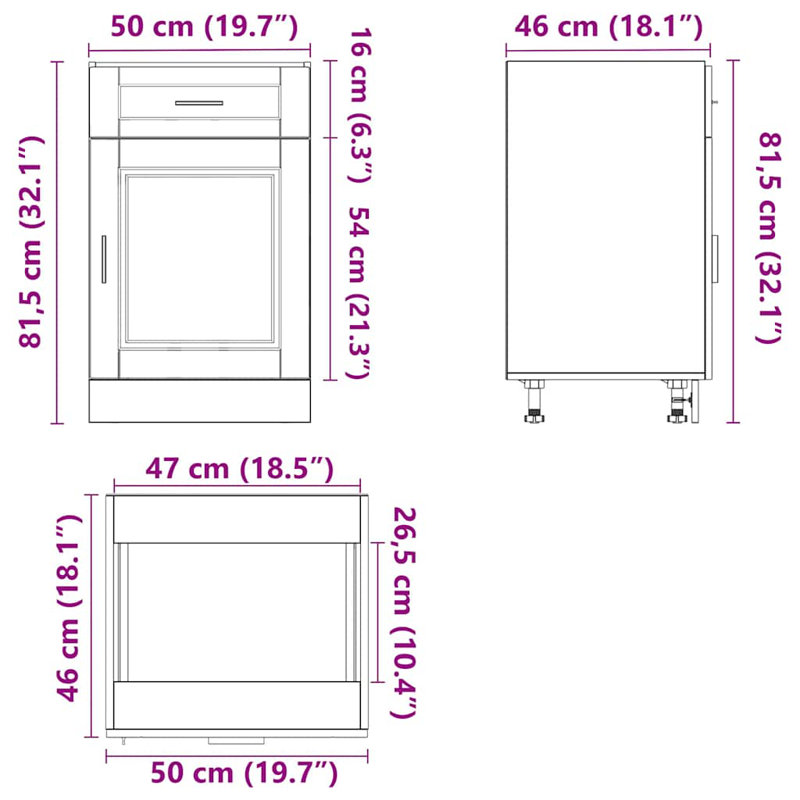 Armoire de cuisine vidaXL, Blanc très luisant, 50 x 46 x 81,5 cm