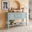 Console rétro avec 4 tiroirs, 2 armoires de rangement, tablette inférieure ouverte et poignées en métal-827904739