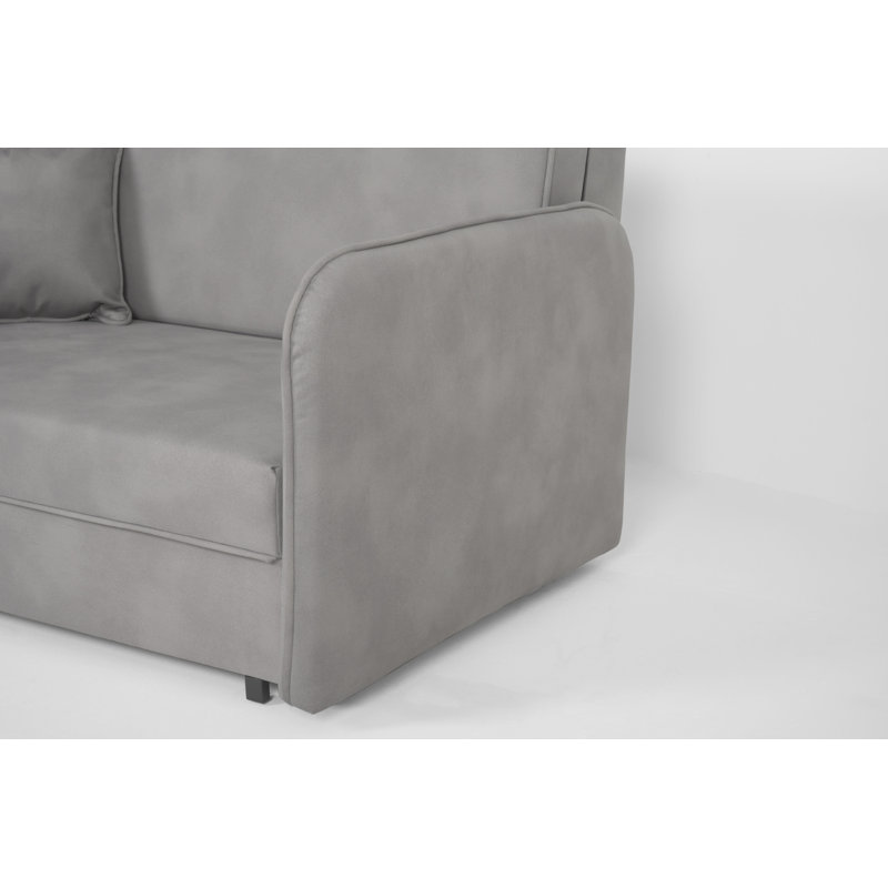 2 Seater Fabric Sofa Bed, Silver