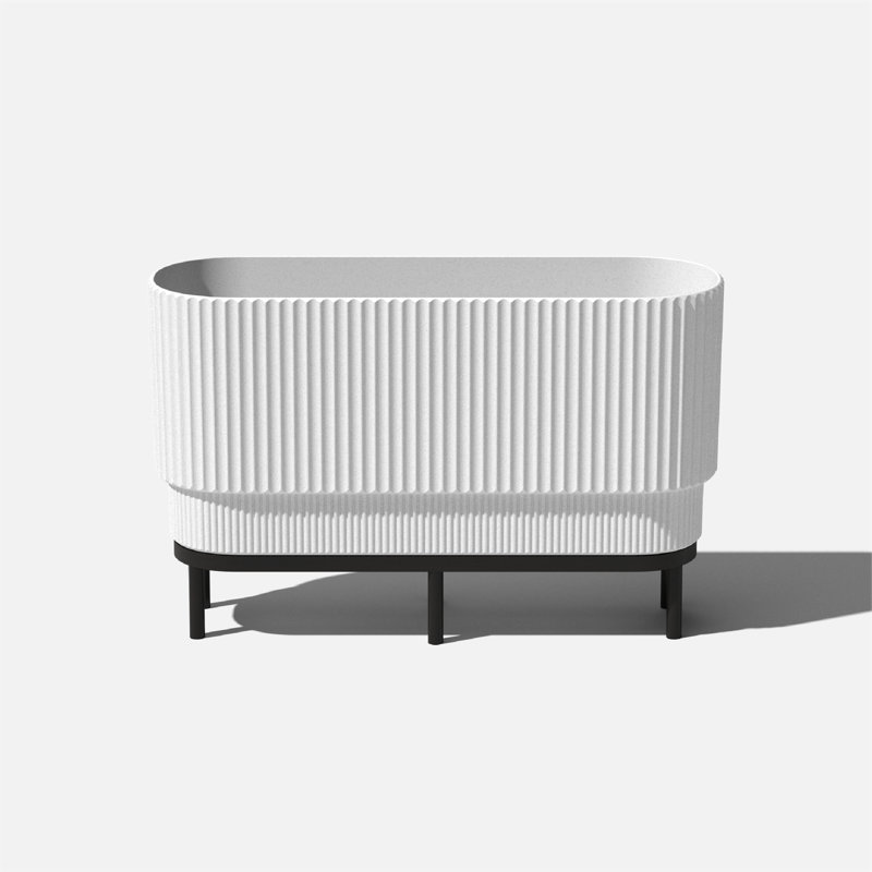 Long pot à fleurs surélevé 30 "avec support Veradek, 1, Blanc/Noir