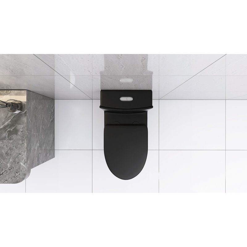 Bathroom Toilet In Matte Black, Dual Flush 1.1/1.6 , High-Performance Flushing System Hygienic, Black