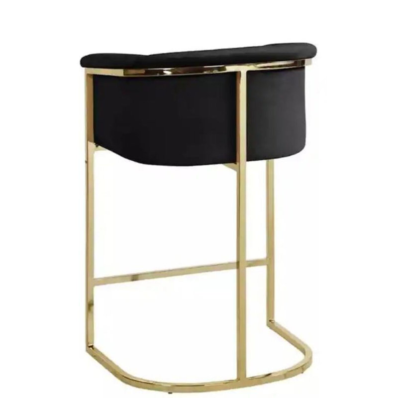 Upholstered Counter Stool with Metal Frame, Black