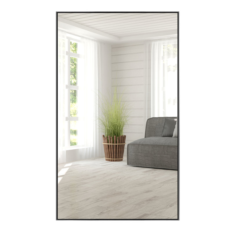 Talma Wood Flat Mirror, 51" H x 32" W, Black