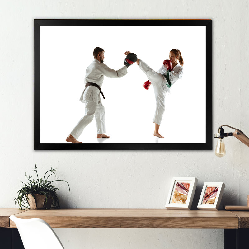 Pratique du combat en art martial sur toile, Cadre simple noir, H 12 po x l 20 po x P 1 po