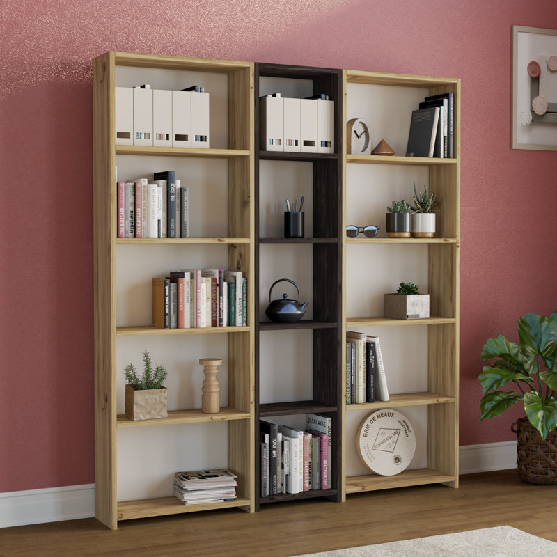 Bibliothèque Bulluck H 66,54 "x l 59,06", Naturel / noir