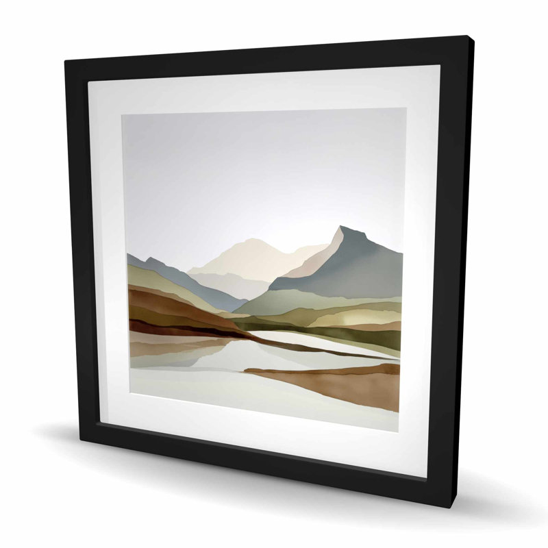 Mountains - Brown Framed Matted Print for Home Decor