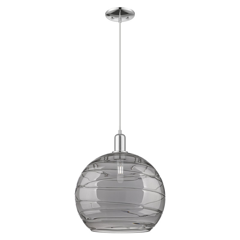 Arcadia - Athens Deco Swirl - Mini-luminaire suspendu à cordon 1 lumière, Chrome poli, H 12,13 po x l 13,75 po x P 13,75 po