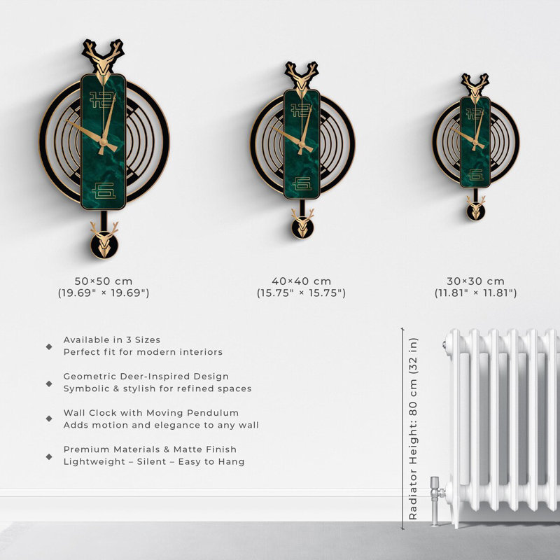 Horloge murale en cerf à pendule Stag
