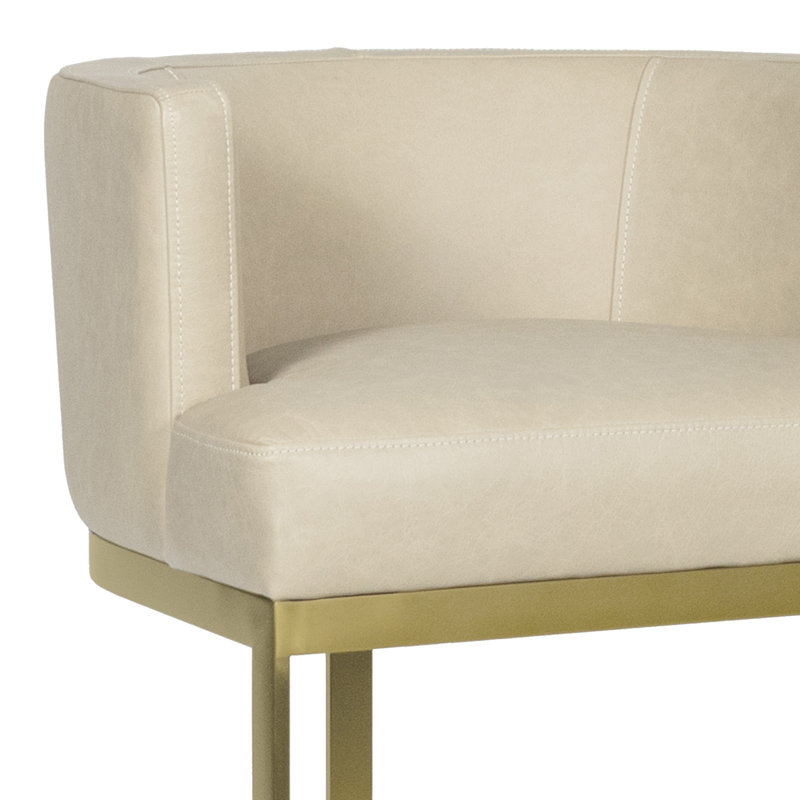 Owen Leather Stool, Ivory, 29.5"H x 15.5"W x 15.5"D