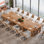 Table de conférence de style campagnard 63 po avec finition en bois rustique pour salles de réunion