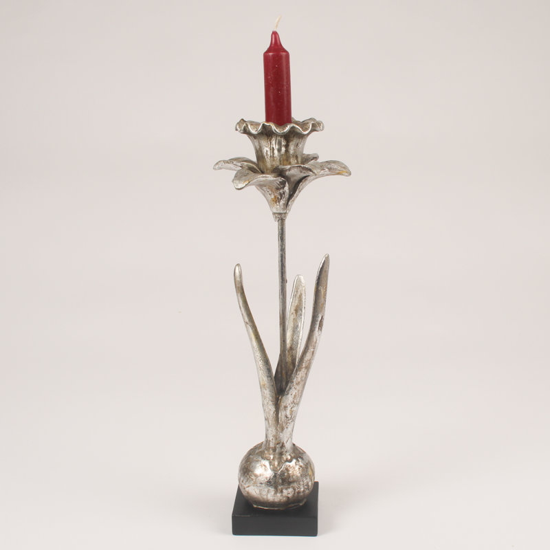 Metal Tabletop Candlestick, Silver