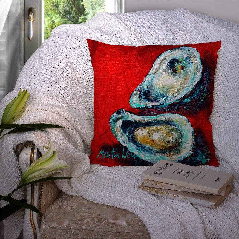 Coussin décoratif intérieur/extérieur à ouverture ouverte de l’huître, H 18 po x l 18 po x P 5,5 po