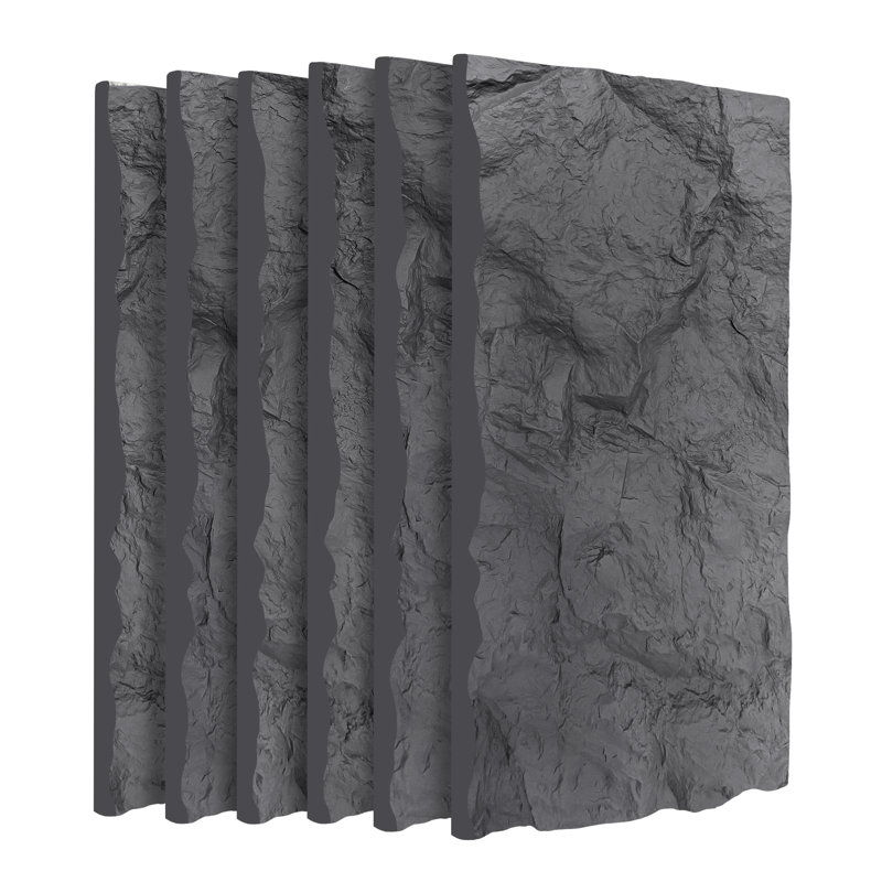 Panneaux muraux 3D en fausse pierre, Noir antique