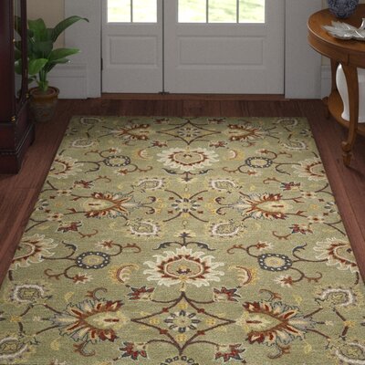 Pasadena Oriental Handmade Tufted Wool Green Area Rug -  Alcott HillÂ®, E68C2859272C4C76AA76DAE8B20D81D5