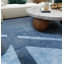 Araceli Machine Washable Stripe Flatweave Performance Blue Area Rug-1431982444