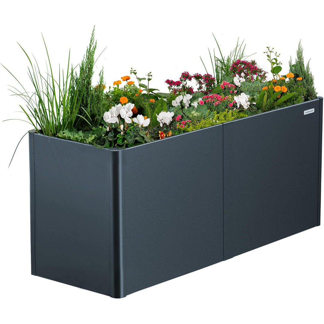 Modern 32" Tall Metal Outdoor Long Planter Box Vego Garden 