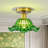  Morvan 1-Light Brushed Brass Glass Semi-Flush Mount Ceiling Light-1412327245