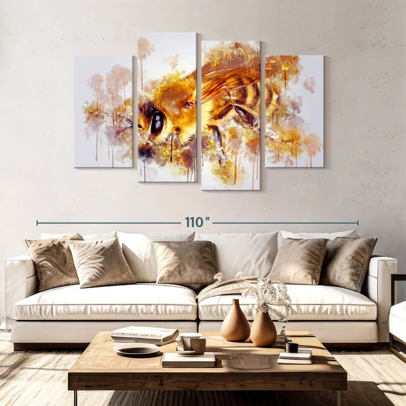 Abeille colorée, H 54 po x l 84 po