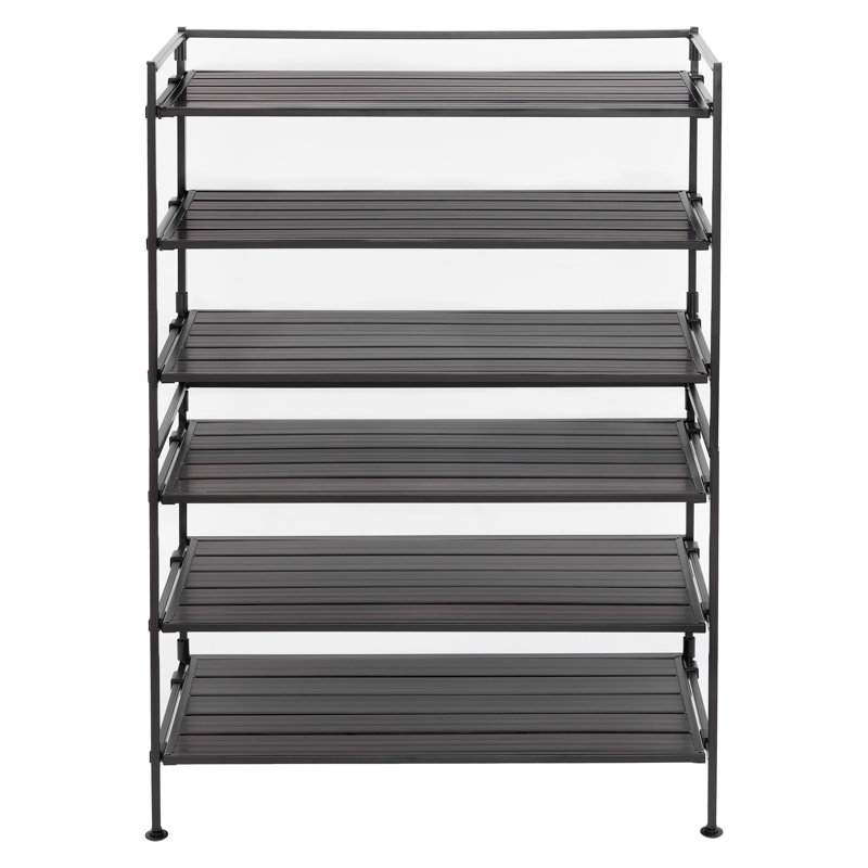 3-Tier (12 Pair) Stackable Resin Shoe Storage Rack, Espresso