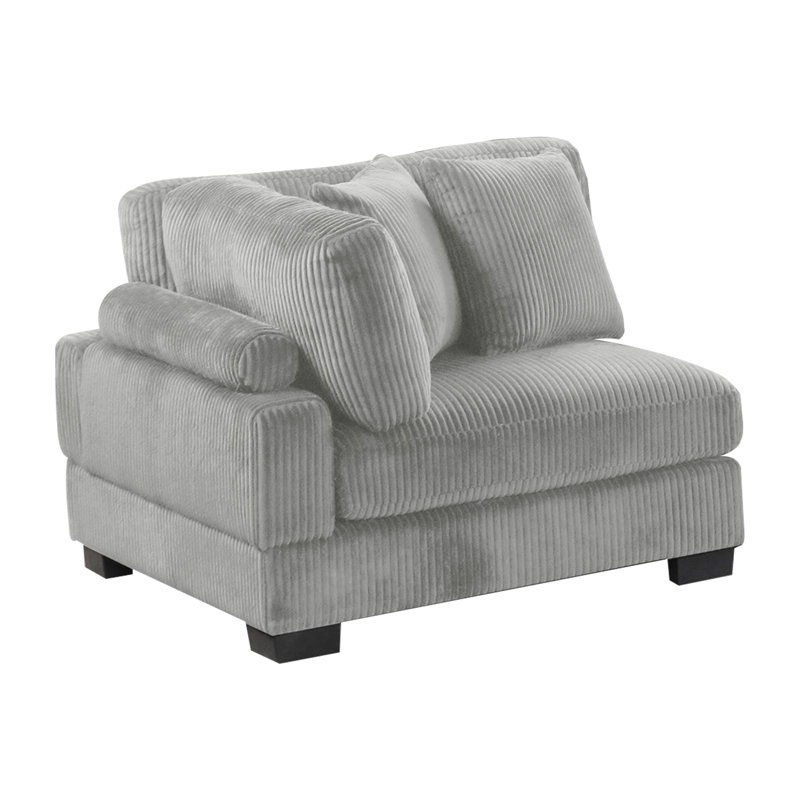 Bentley Modern Style Corduroy Fabric Upholstered CORNER Wedge Made With Wood Frame In Gray (NJ Warehouse Inventory)