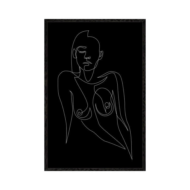 Nude Black - One Line by Addillum - Gallery-Wrapped Canvas Giclée on Canvas, Black Framed, 101.6 cm H x 66.04 cm W