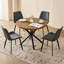 Ensemble de salle à manger 5 pièces rond moderne, table en bois brun de 39 po avec 4 chaises en similicuir gris-190660185-190660191