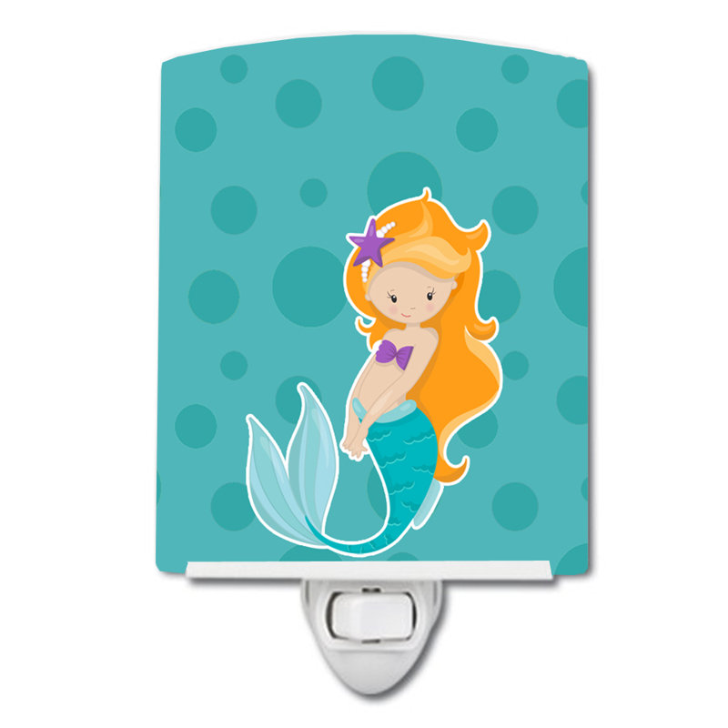 Beach Mermaid Ceramic Night Light, Orange