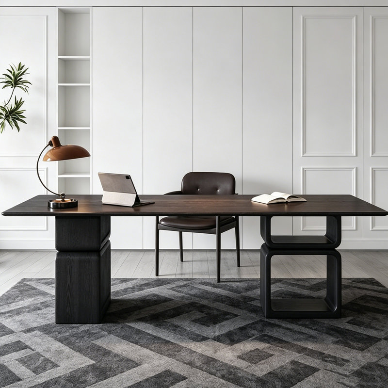 Italian minimalist modern office desk, 29.53" H x 86.61" W x 31.5" D