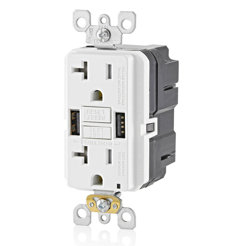 Prise combinée inviolable 20 ampères GFCI