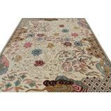 Art Deco Hand Knotted Wool Floral Area Rug
