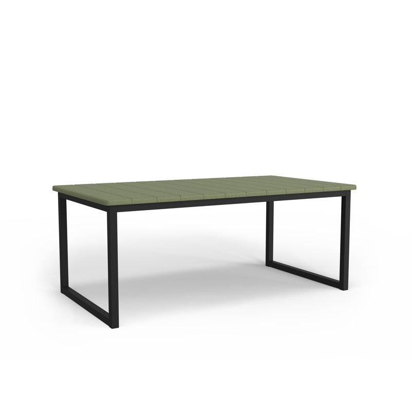 Nesting Outdoor Rectangle Coffee Table, Matte Black, Sage