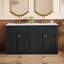 Ensemble de meuble-lavabo 60 po avec lavabo en céramique, meuble de rangement autoportant moderne avec poignées dorées, portes à fermeture douce-907180441