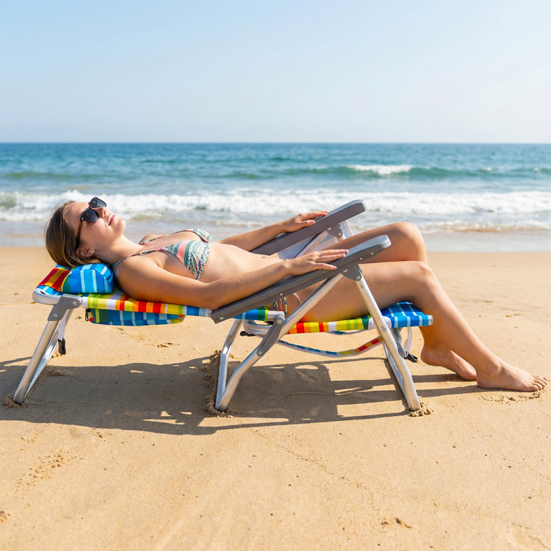 Chaise de plage pliante Selana, Orange/bleu, 4