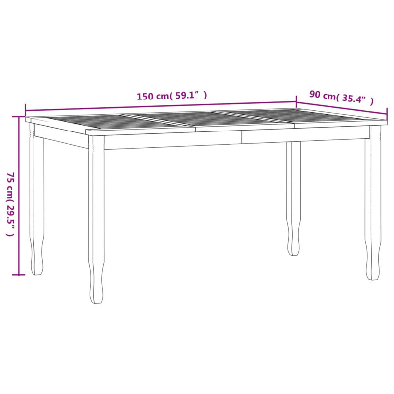 Shoshanna 6 - Person Teak Wood Patio Dining Set with Rectangular Table, 75cm H x 150cm L x 90cm W
