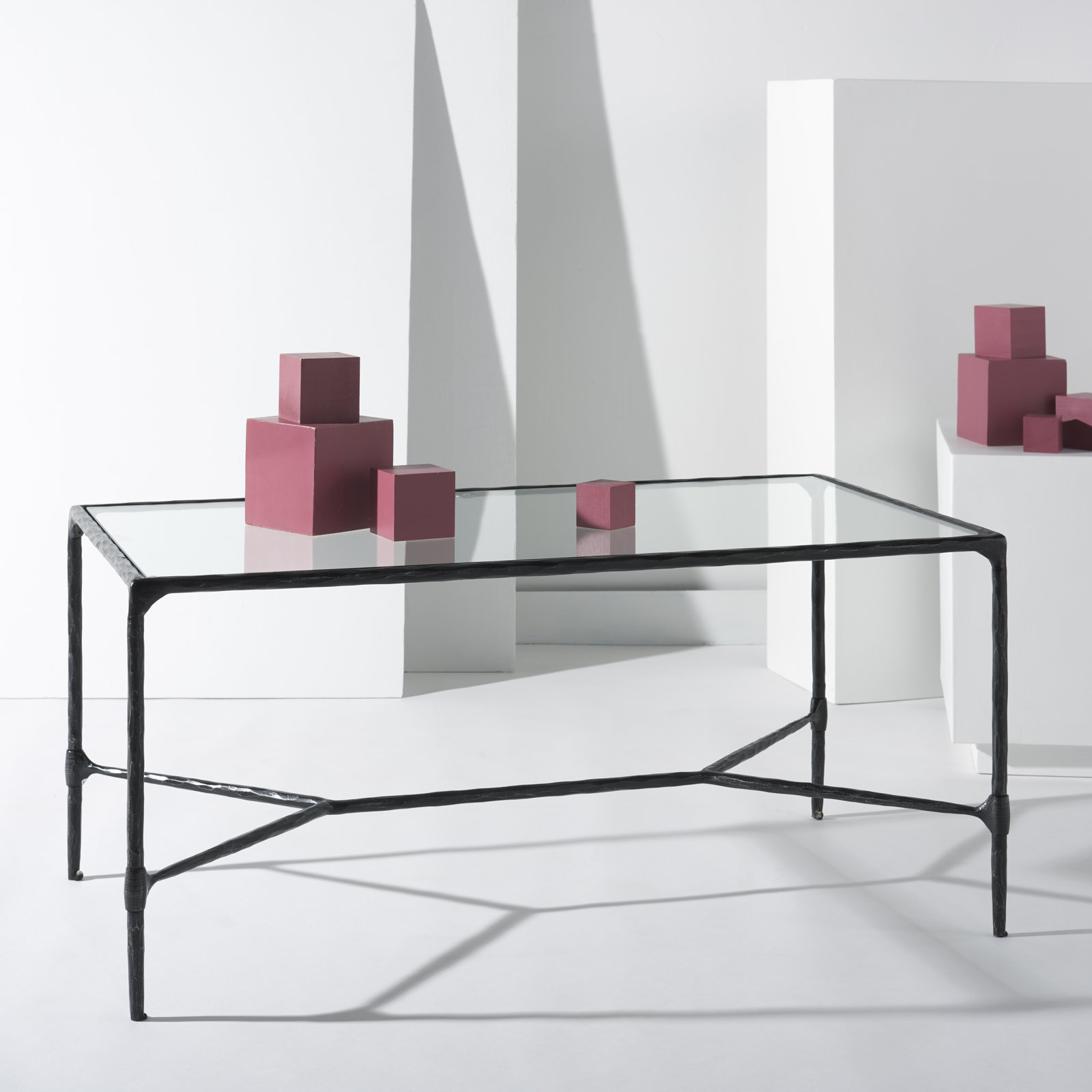 Terenna 40" Glass Coffee Table, Black