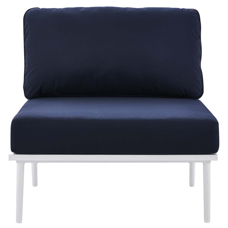 Modway Stance 9 Piece Outdoor Patio Aluminum Sectional Sofa Set, Navy