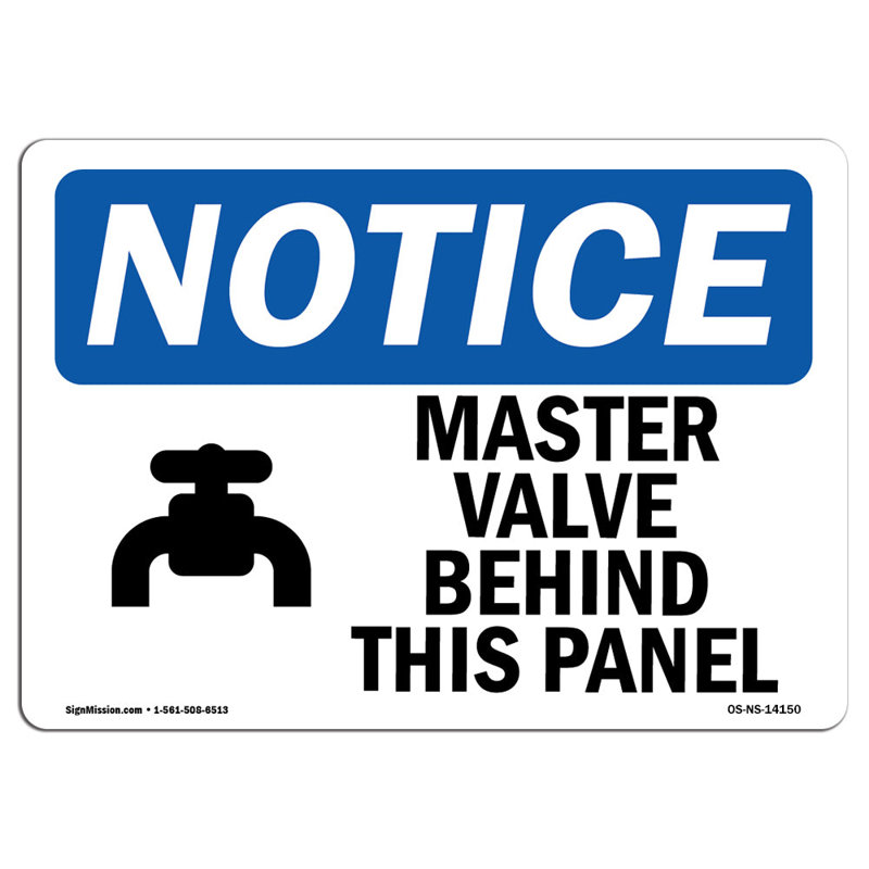 Master Valve Behind This Panel Sign