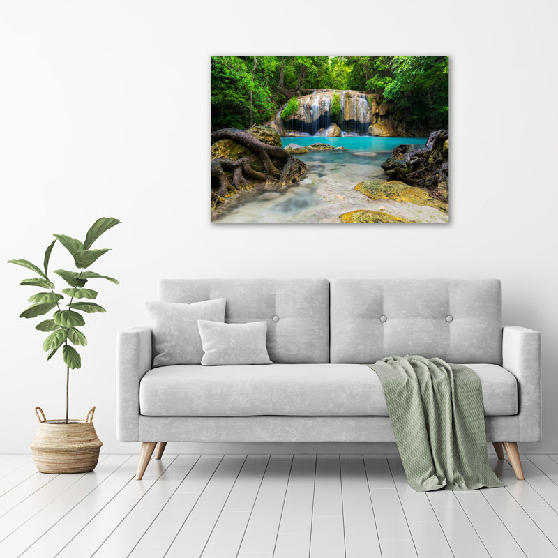 Waterfall In The Forest - No Frame Print on Glass