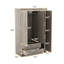 Armoire 3 portes avec 2 tiroirs, effet grain de bois gris