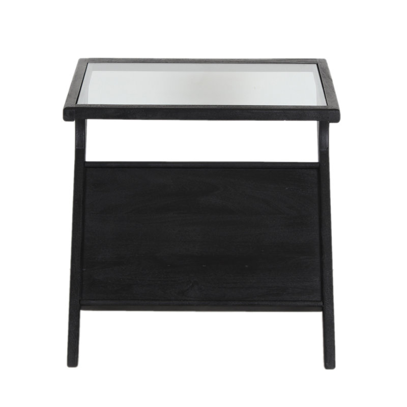Table de bout en bois de manguier massif Metivier, noir, H 24 po x l 24 po x P 24 po