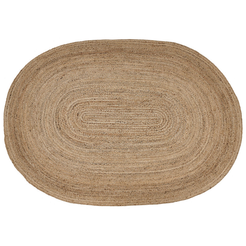 Oval Jute Area Rug 160 x 230 cm Beige Buckeys