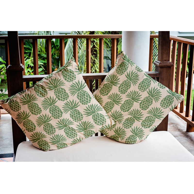 Coussin intérieur / extérieur Pineapple Stripes, 16 po x 16 po, Sauge