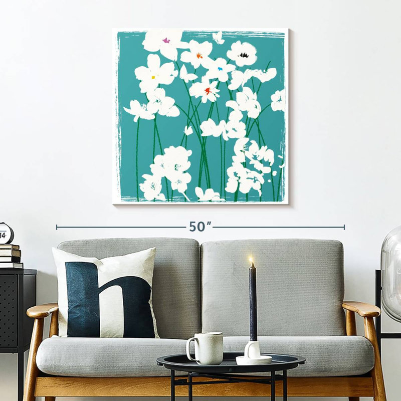 Avery Turquoise Flowers, 30" H x 30" W