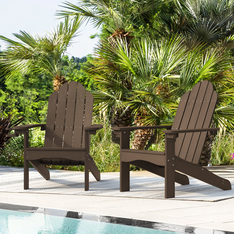 Hackneyville Outdoor Adirondack Chair, Coffee Brown