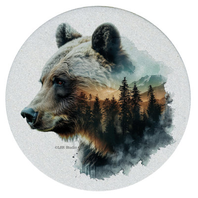 Ensemble de 4 sous-verres ronds en grès naturel Millwood Pines Bear