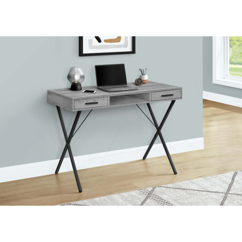 Bureau d'ordinateur, bureau personnel, ordinateur portable, installation à gauche, à droite, tiroirs de rangement, travail, métal, contemporain, moderne
