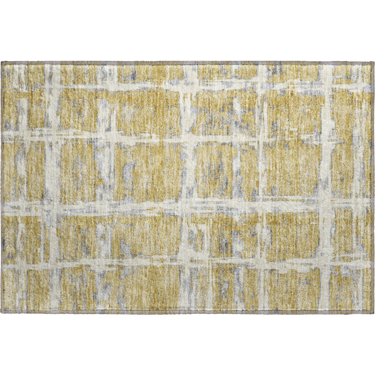 Premium Machine Washable Prisco Gold Rug