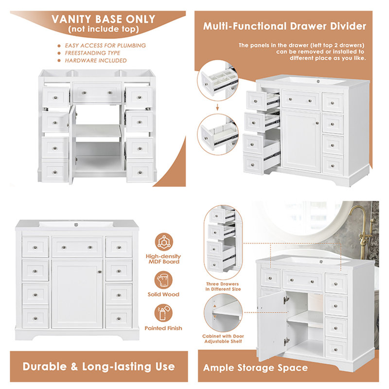 35.6 " Single Bathroom Vanity Base